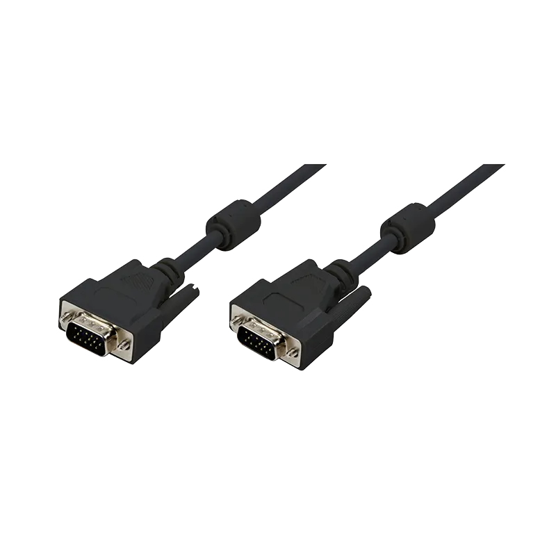 VGA-Kabel, HD15/M zu HD15/M, 1080p, 2x Ferrit, schwarz, 10 m