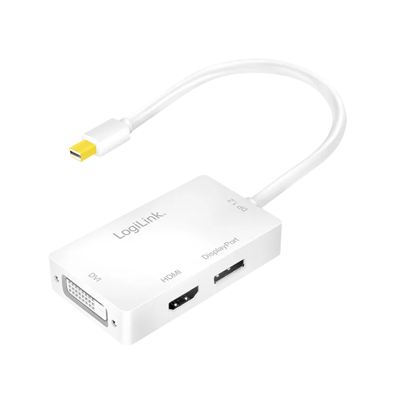 DisplayPort-Adapter, mDP/M zu HDMI+DVI+DP, 4K/60 Hz, weiß, 0,15 m
