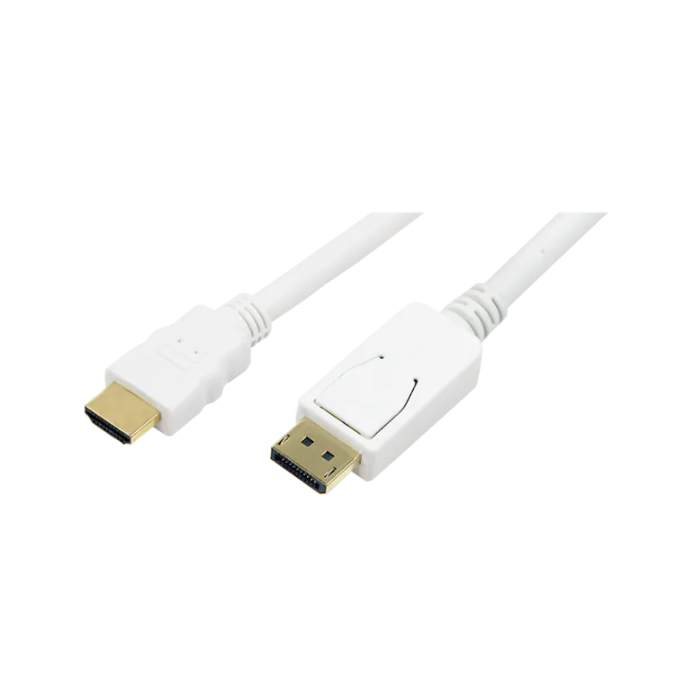DisplayPort-Kabel, DP/M zu HDMI-A/M, 4K/30 Hz, weiß, 2 m