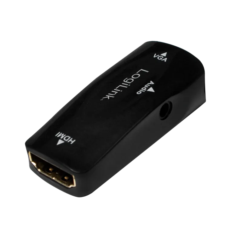HDMI-Adapter A/F zu VGA/F + 3,5 mm/W, 1080p, schwarz