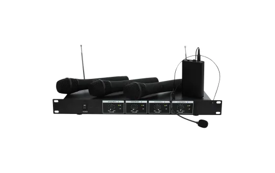 VHF-Funkmikrofon-Set IBIZA "VHF4H" 4-Kanäle, bis zu 60m Reichweite