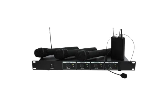 VHF-Funkmikrofon-Set IBIZA "VHF4H" 4-Kanäle, bis zu 60m Reichweite