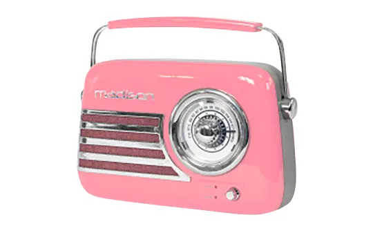 Tragbares Nostalgie Radio "FREESOUND-VR40P" mit Bluetooth, USB & FM 30W, pink