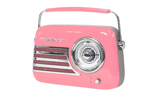 Tragbares Nostalgie Radio "FREESOUND-VR40P" mit Bluetooth, USB & FM 30W, pink