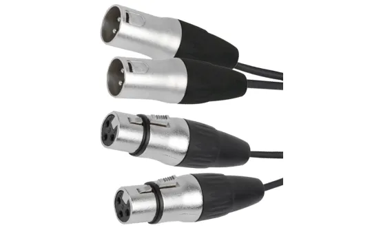 Hochwertiges Verbindungskabel BST "XLRM-XLRF-1.5X2" 1m, 2x XLR Stecker u. Buchse