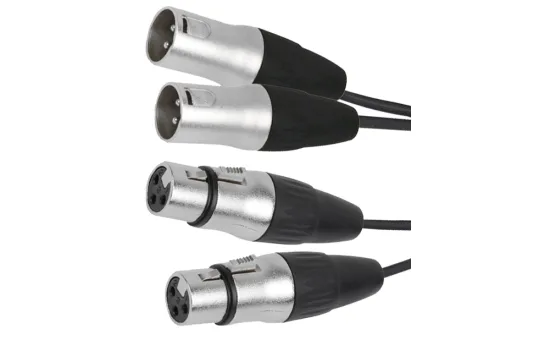 Hochwertiges Verbindungskabel BST "XLRM-XLRF-1.5X2" 1m, 2x XLR Stecker u. Buchse