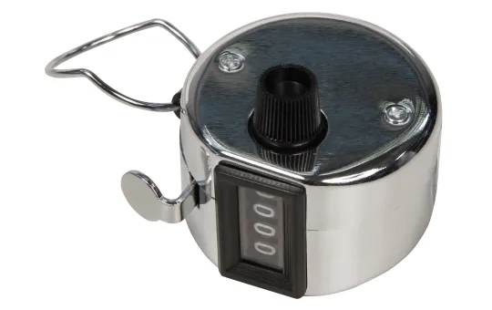 Mechanischer Handzähler McPower, Metallgehäuse mit Ring für Fingerhalt, 0-9999