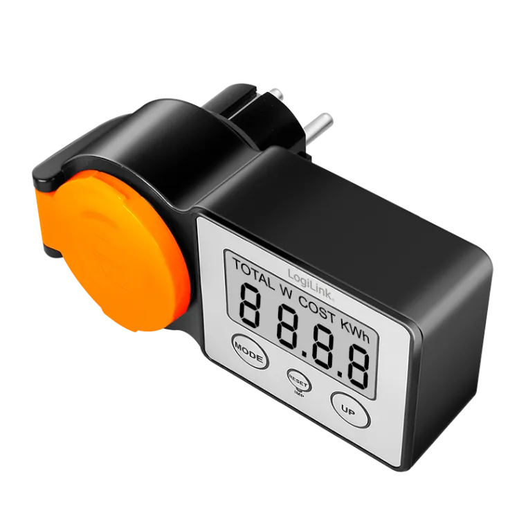 Außensteckdose mit Energiekostenmesser, 2.0"-LCD-Anzeige und Schutzklappe