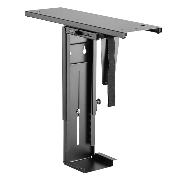 PC-Tower-Halterung, bis 10 kg, H: 300–533 mm, B: 88–203 mm, drehbar, Schwarz
