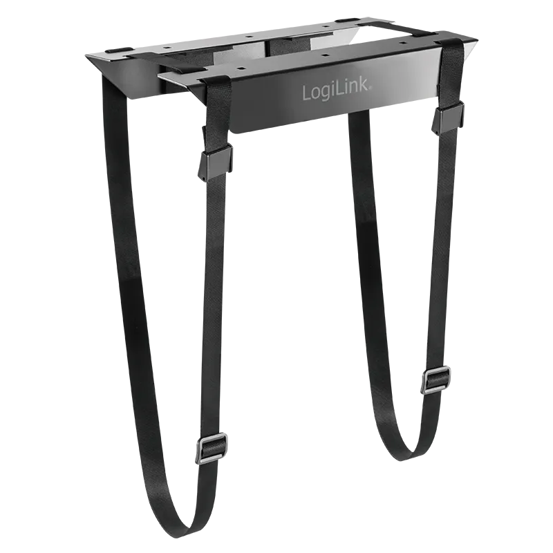 PC-Tower-Halterung, bis 10 kg, mit flexibler Gurt-Befestigung, Schwarz