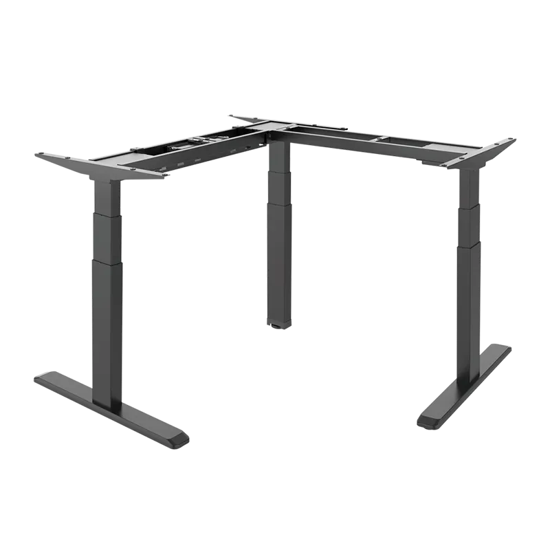 Elektrisch verstellbares Schreibtischgestell, 3 Motoren, 90° L-Form, 620–1280 mm