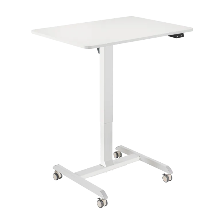 Elektrisch verstellbarer Sitz-/Steharbeitsplatz, rollbar, weiß