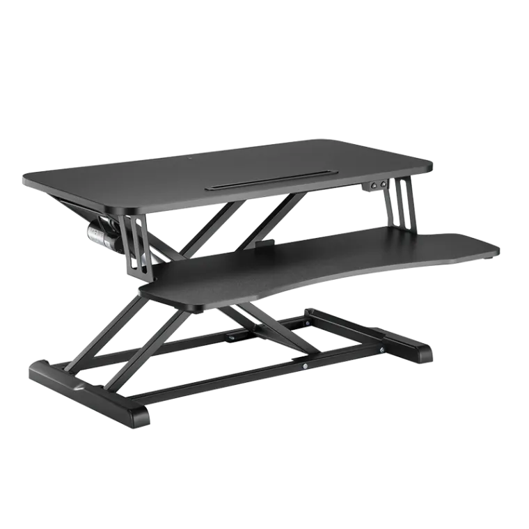 Sitz-/Steh-Schreibtischaufsatz mit Tastaturablage, bis 20 kg, elektrisch verstellbar, Schwarz