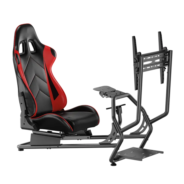 Racing-Simulator Cockpit mit Monitorhalterung für 32–50", schwarz