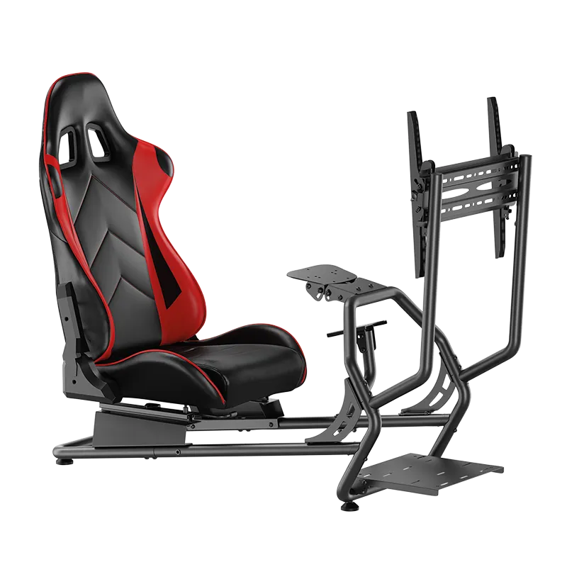 Racing-Simulator Cockpit mit Monitorhalterung für 32–50", schwarz