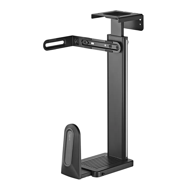 PC-Tower-Halterung, bis 20 kg, H/B/T einstellbar, Untertisch-/Wandmontage, Schwarz