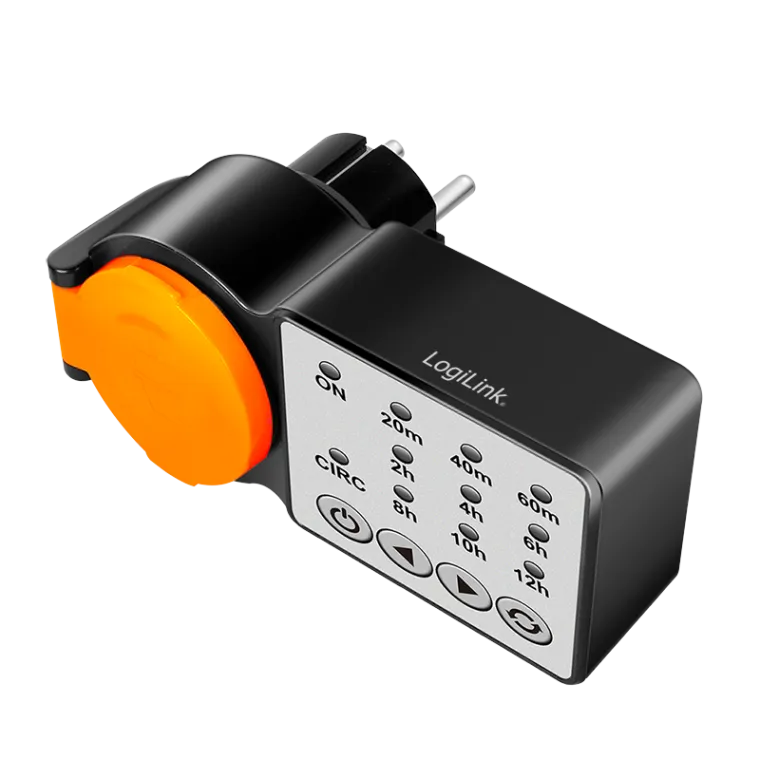 Outdoor Zeitschaltuhr, CEE 7/3, Timer, IP44, 3600 W, schwarz/orange
