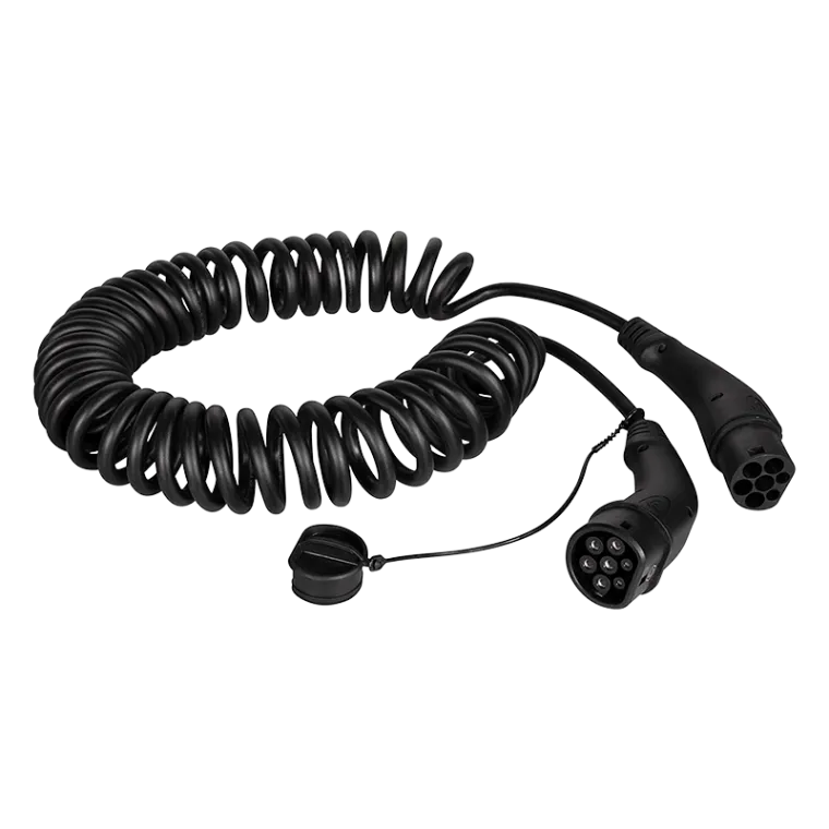E-Auto-Ladekabel, Typ 2, 3-phasig, spiral, 20 A, 11 kW, 5 m