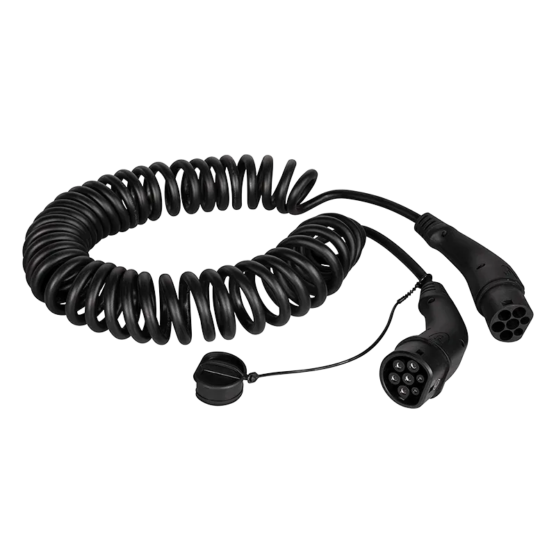E-Auto-Ladekabel, Typ 2, 3-phasig, spiral, 20 A, 11 kW, 5 m