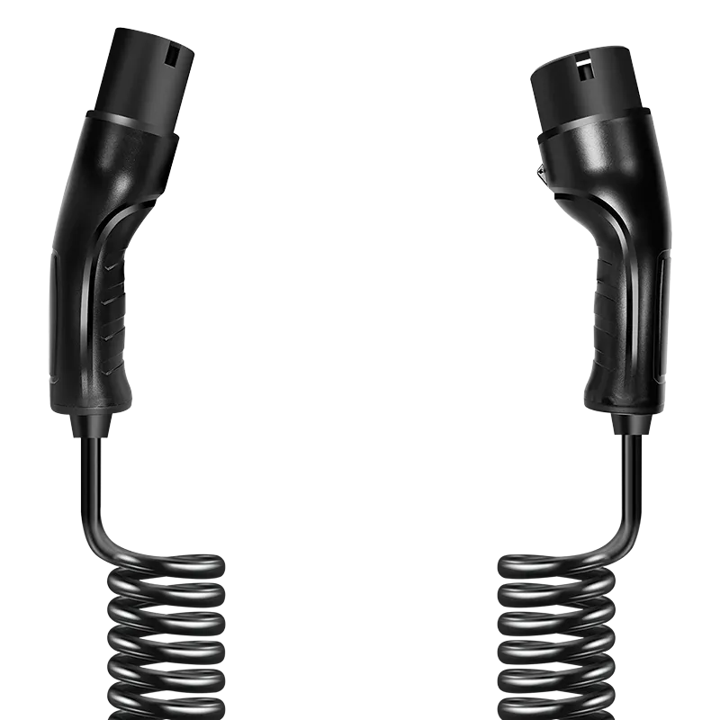 E-Auto-Ladekabel, Typ 2, 3-phasig, spiral, 16 A, 11 kW, mit Tasche, 5 m
