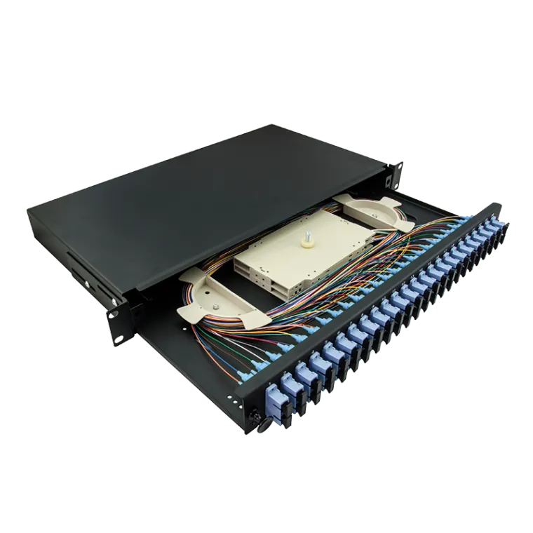 Komplett bestückte Spleißbox SC-DX 24 Port, Singlemode OS2, 1HE, Schwarz