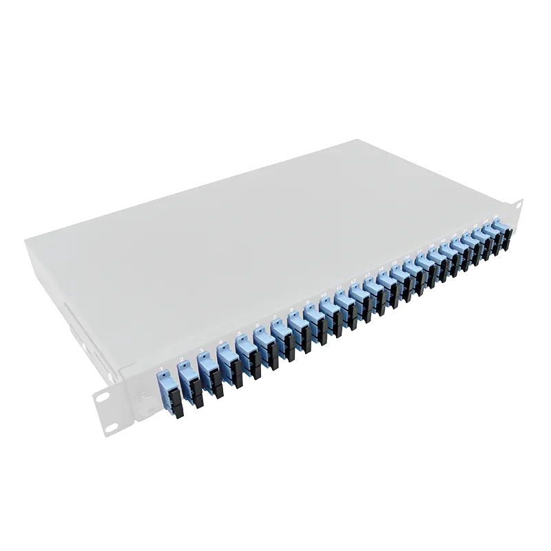 Komplett bestückte Spleißbox SC-DX 24 Port, Singlemode OS2, 1HE, Hellgrau