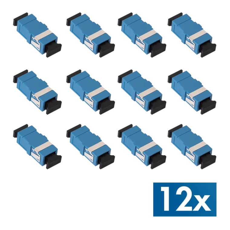 Glasfaser Kupplung SC Simplex, 12 Stück, ohne Flansch, Blau (OS2)