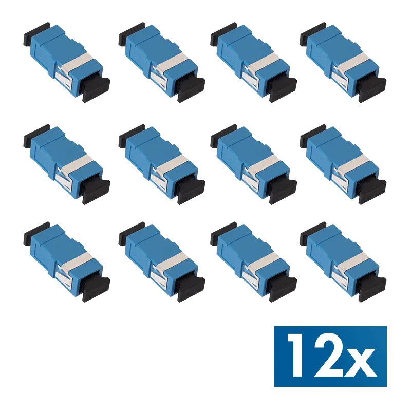 Glasfaser Kupplung SC Simplex, 12 Stück, ohne Flansch, Blau (OS2)