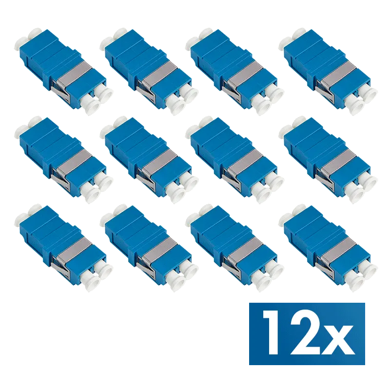 Glasfaser Kupplung LC Duplex, 12 Stück, ohne Flansch, Blau (OS2)
