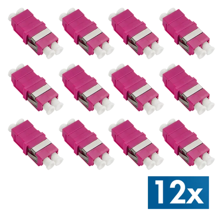 Glasfaser Kupplung LC Duplex, 12 Stück, ohne Flansch, Violett (OM4)
