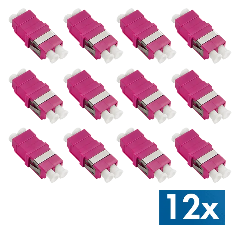 Glasfaser Kupplung LC Duplex, 12 Stück, ohne Flansch, Violett (OM4)