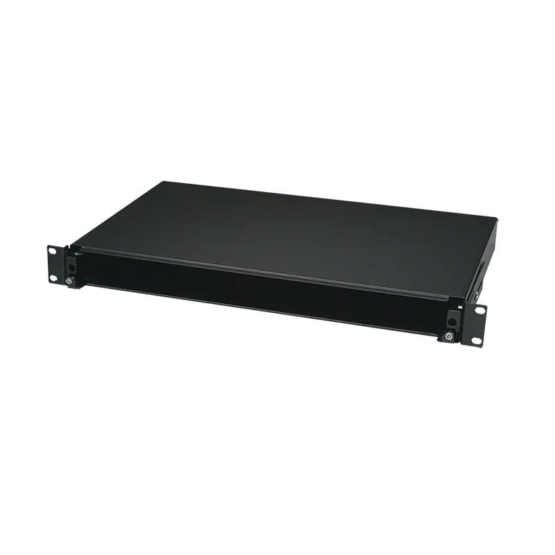 19" Spleißbox ausziehbar, 1HE, Schwarz, Leergehäuse ohne Frontblende