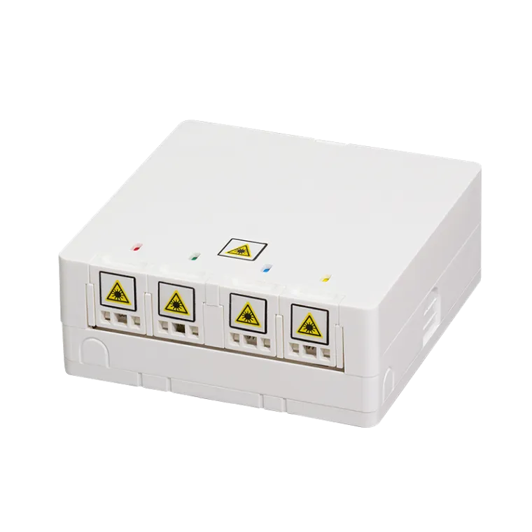 FTTH Anschlussdose 4-fach, 80 x 80, Wand- oder Hutschienenmontage