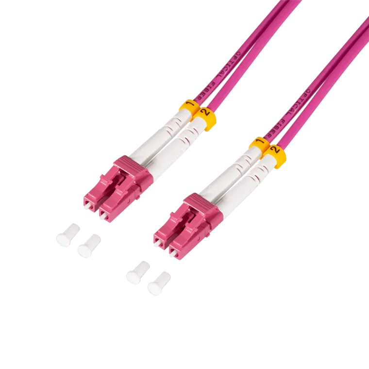 Stahlarmiertes Glasfaser-Patchkabel OM4, Duplex LC/UPC - LC/UPC, 1 m