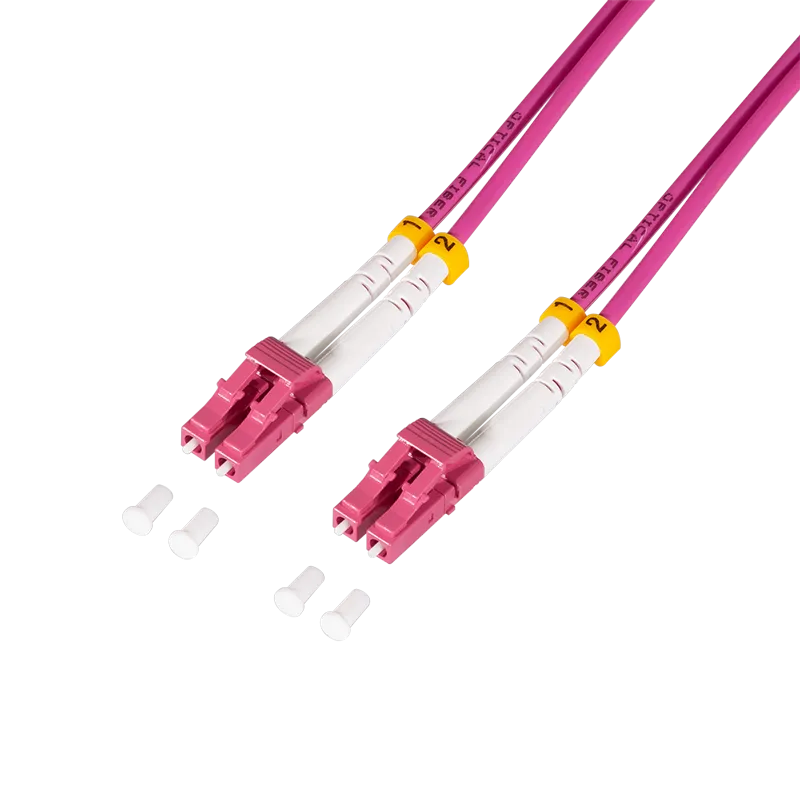 Stahlarmiertes Glasfaser-Patchkabel OM4, Duplex LC/UPC - LC/UPC, 2 m