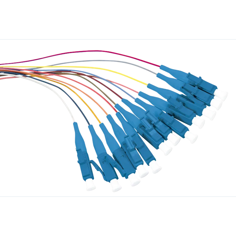 Farbiger Pigtailsatz 12 x LC, OS2 9/125µ, 2m, Stecker Blau