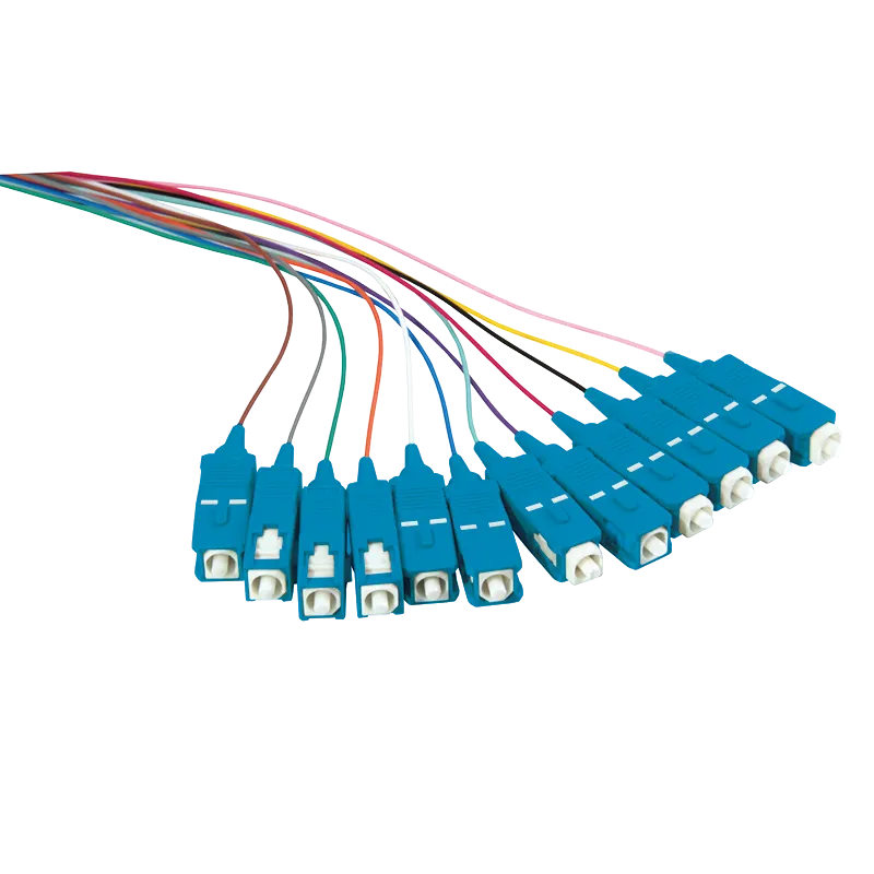 Farbiger Pigtailsatz 12 x SC, OS2 9/125µ, 2m, Stecker Blau