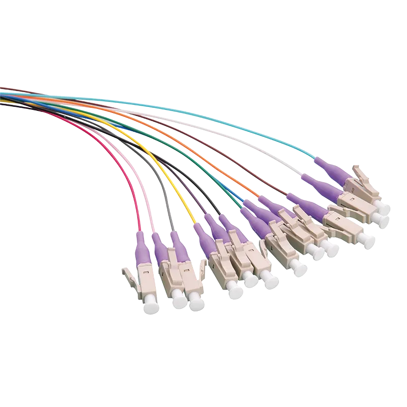 Farbiger Pigtailsatz 12 x LC, OM4 50/125µ, 2m, Stecker Violett