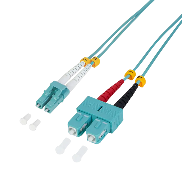 LWL Duplex Patchkabel, OM3, 50/125µ, LC-SC, Türkis, 0,5 m