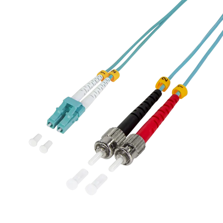 LWL Duplex Patchkabel, OM3, 50/125µ, LC-ST, Türkis, 1 m