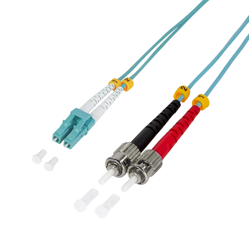 LWL Duplex Patchkabel, OM3, 50/125µ, LC-ST, Türkis, 1 m