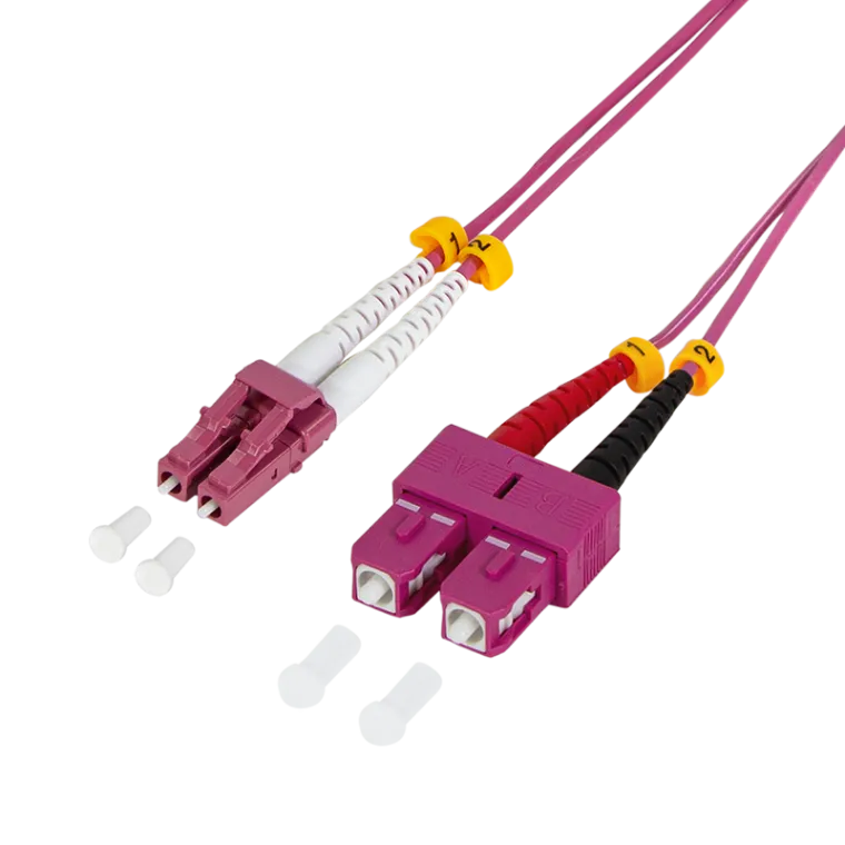 LWL Duplex Patchkabel, OM4, 50/125µ, LC-SC, Erikaviolett, 3 m