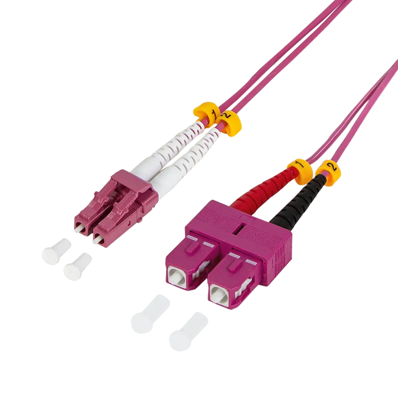 LWL Duplex Patchkabel, OM4, 50/125µ, LC-SC, Erikaviolett, 7,5 m