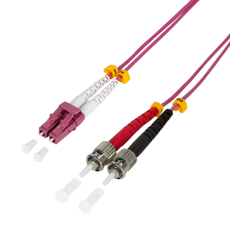 LWL Duplex Patchkabel, OM4, 50/125µ, LC-ST, Erikaviolett, 5 m