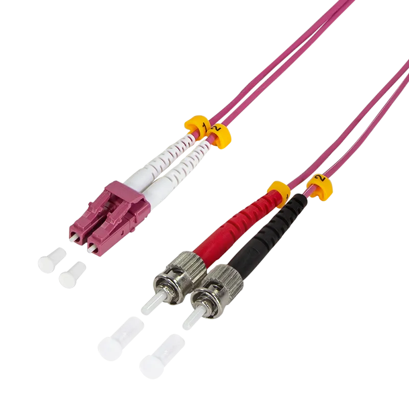 LWL Duplex Patchkabel, OM4, 50/125µ, LC-ST, Erikaviolett, 5 m