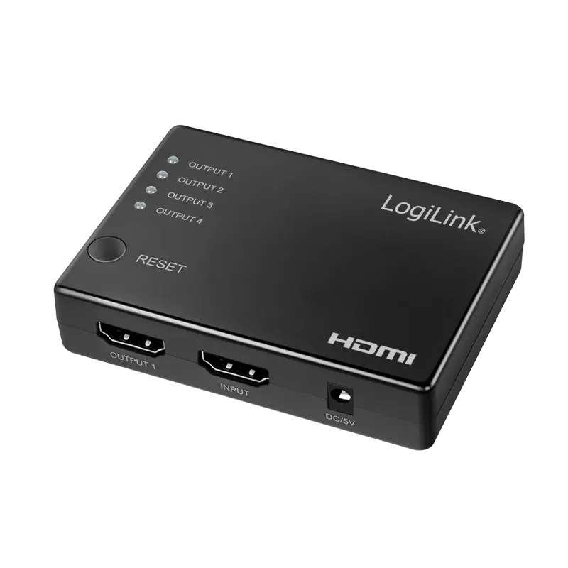 HDMI-Splitter, 1x4-Port, 4K/30 Hz, HDCP, CEC, schlank