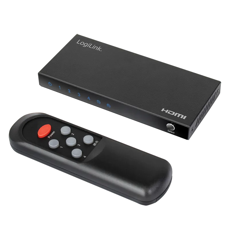 HDMI-Switch, 4x1-Port, 4K/60 Hz, HDCP, HDR, CEC, RC