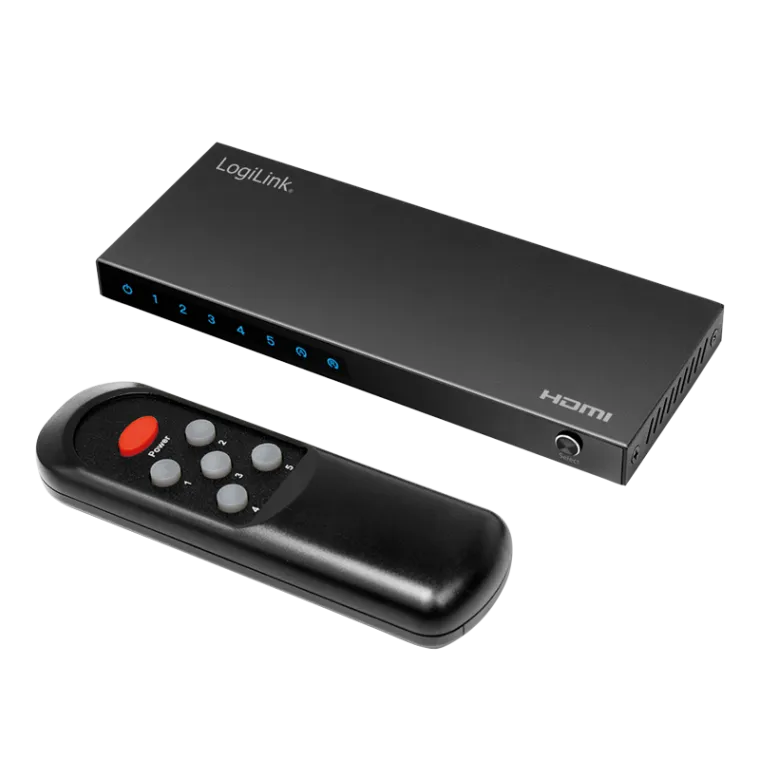HDMI-Switch, 5x1-Port, 4K/60 Hz, HDCP, HDR, CEC, RC, Metall