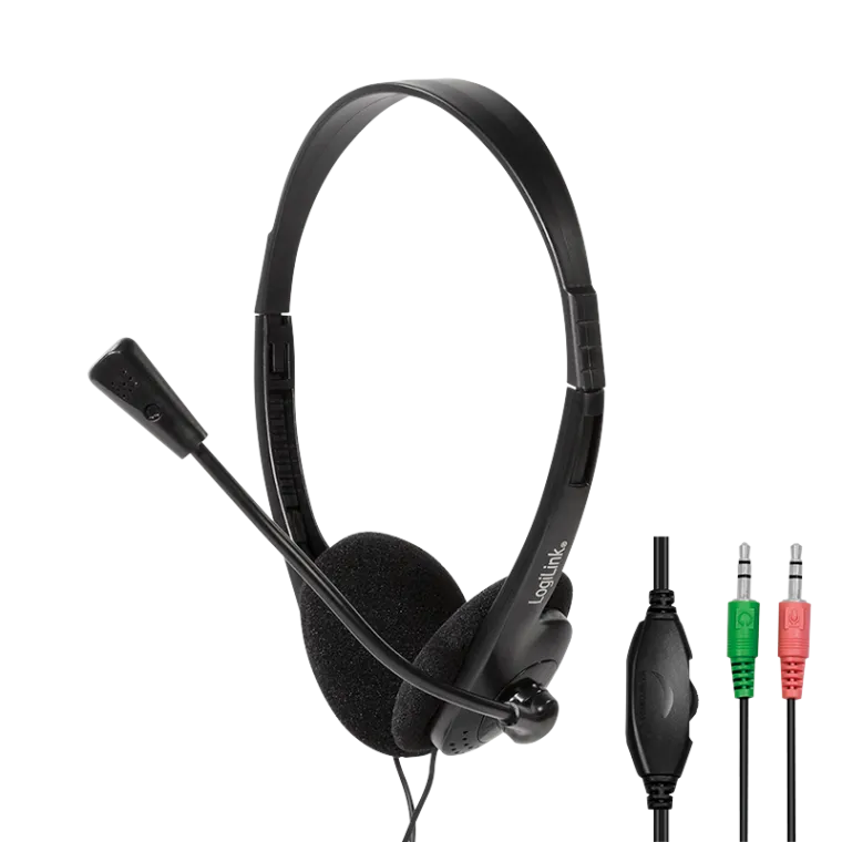 Stereo-Headset, 2x 3,5-mm-Klinkenstecker, Bügelmikrofon, Eco-Box