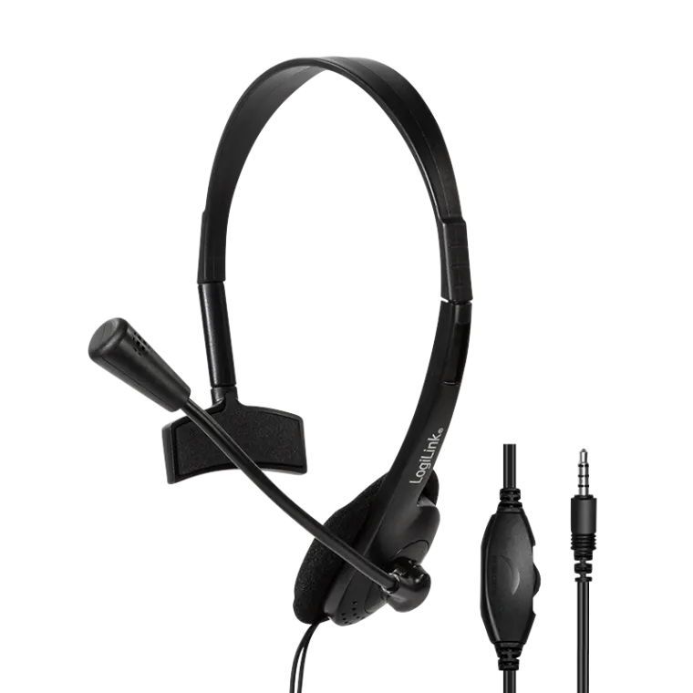 Mono-Headset, 1x 3,5-mm-Klinkenstecker, Bügelmikrofon, Eco-Box